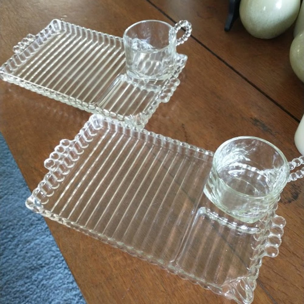 VINTAGE 1950’s Hazel Atlas Ball and Rib Glass Sip N' Smoke Snack/ Lunche…